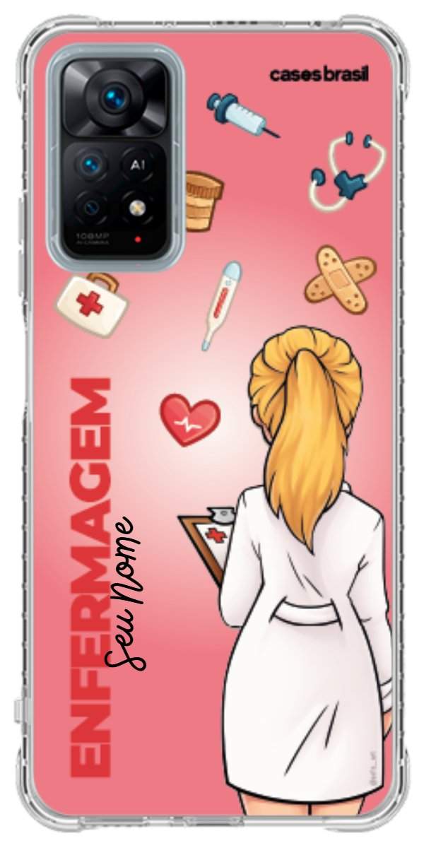 Capinha para celular Enfermagem - Boneca Profissão Com Fundo