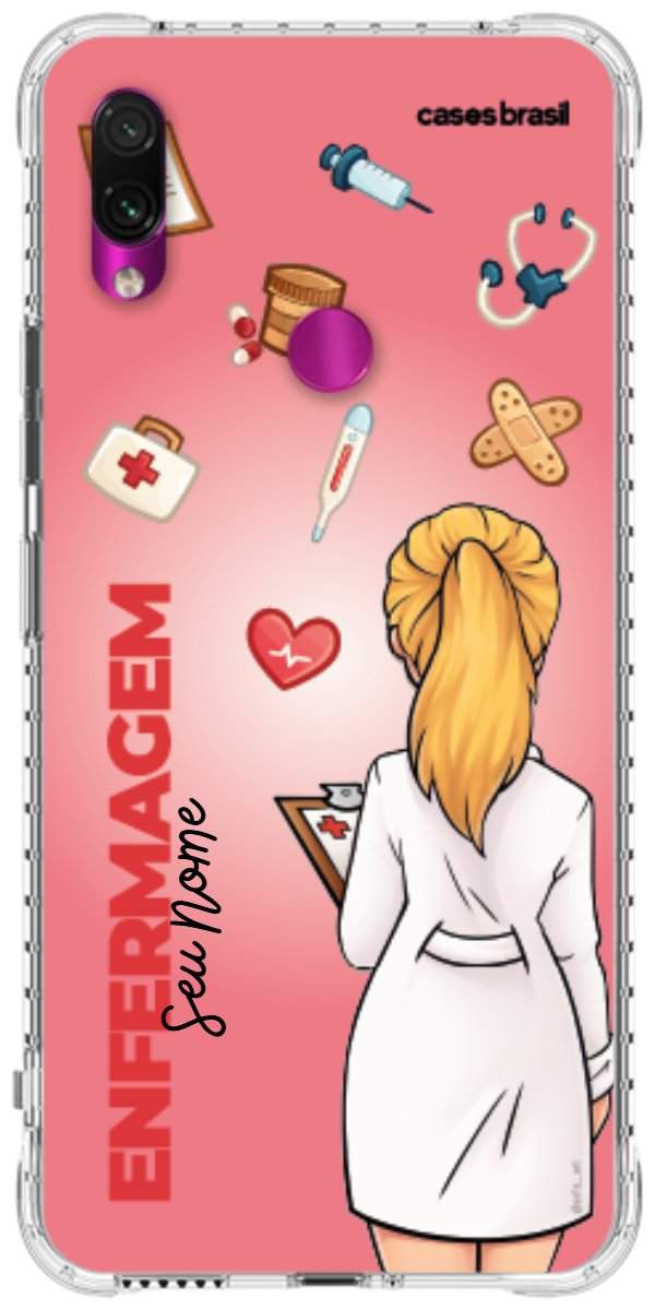 Capinha para celular Enfermagem - Boneca Profissão Com Fundo