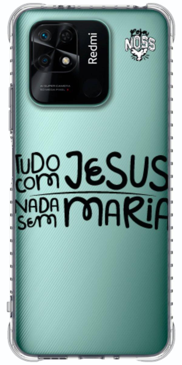 Capinha para Celular Tudo com Jesus Nada sem Maria