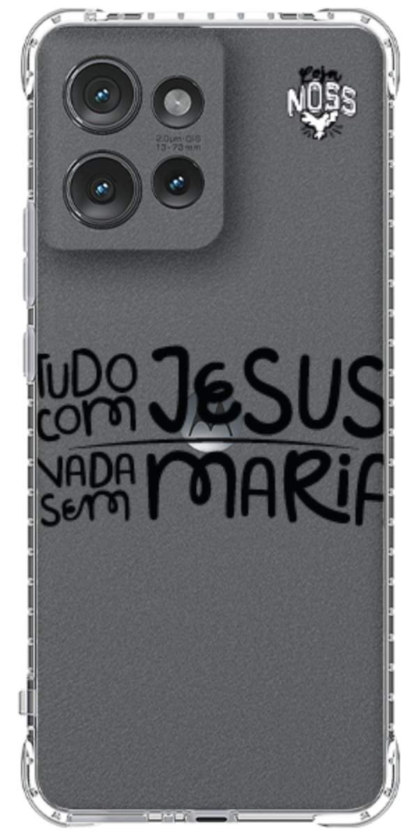 Capinha para Celular Tudo com Jesus Nada sem Maria