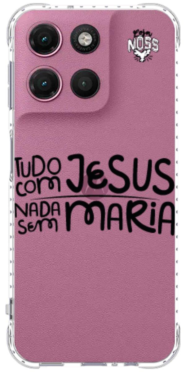 Capinha para Celular Tudo com Jesus Nada sem Maria