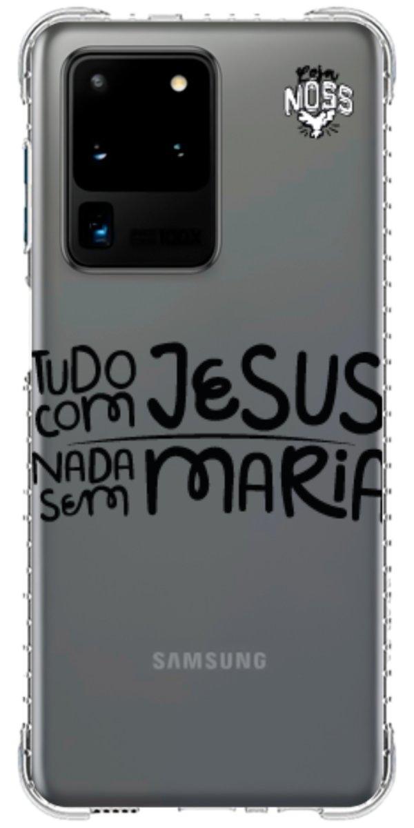 Capinha para Celular Tudo com Jesus Nada sem Maria