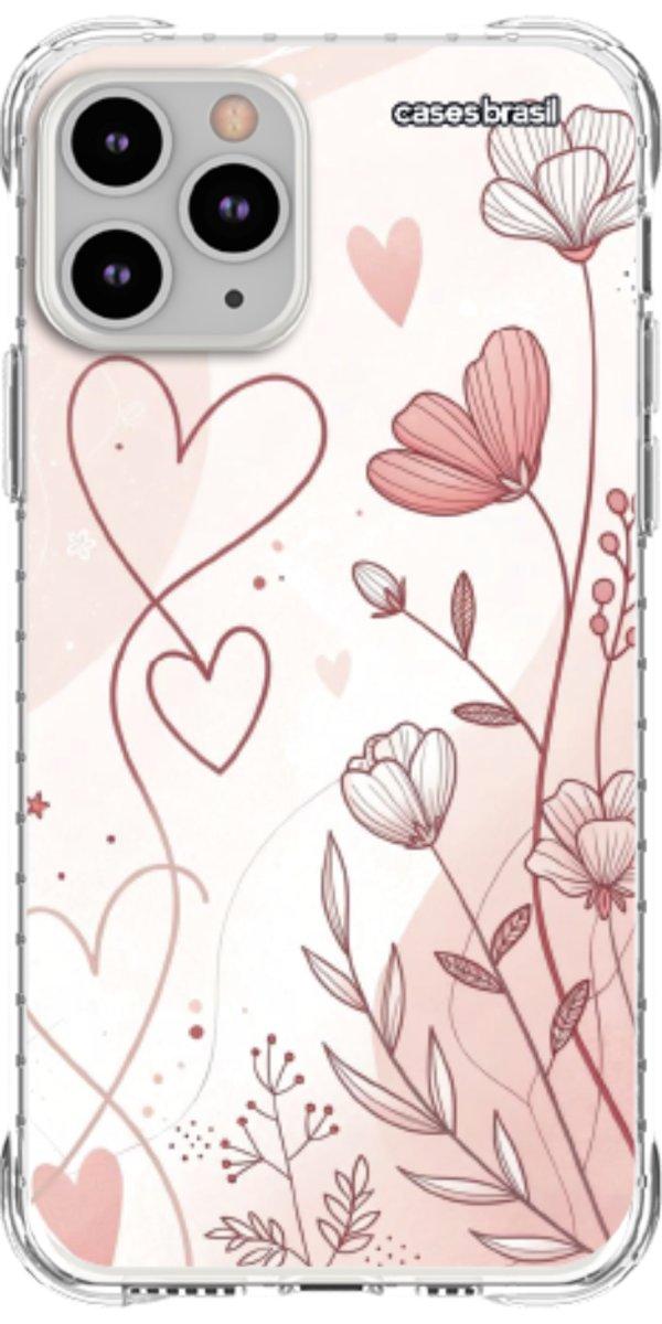 Capinha para Celular Floral com Corações