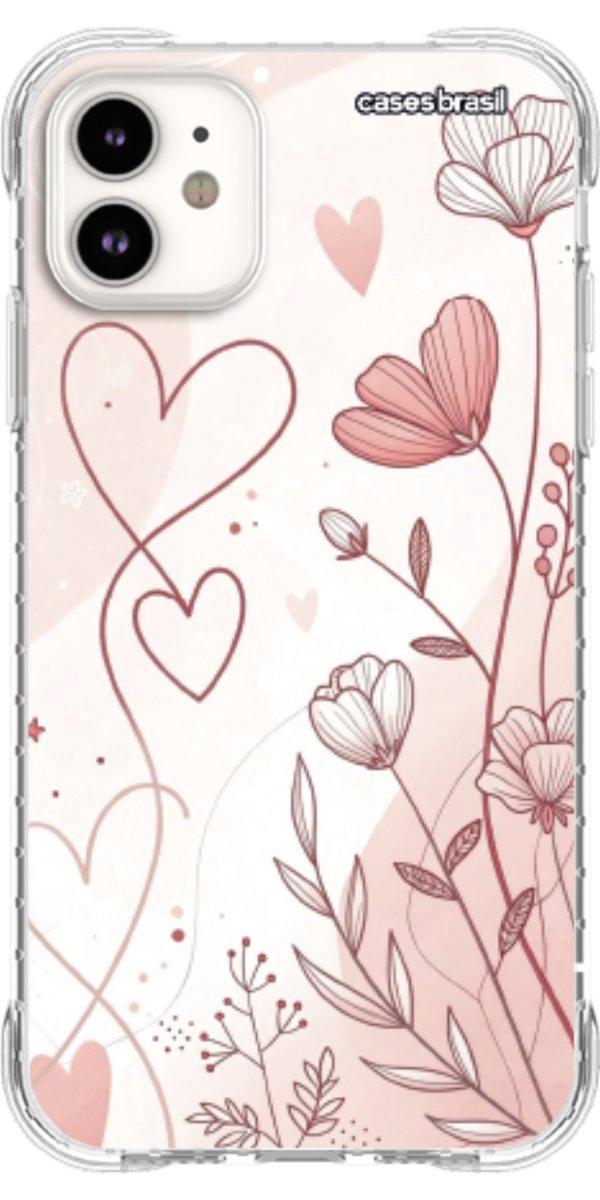Capinha para Celular Floral com Corações