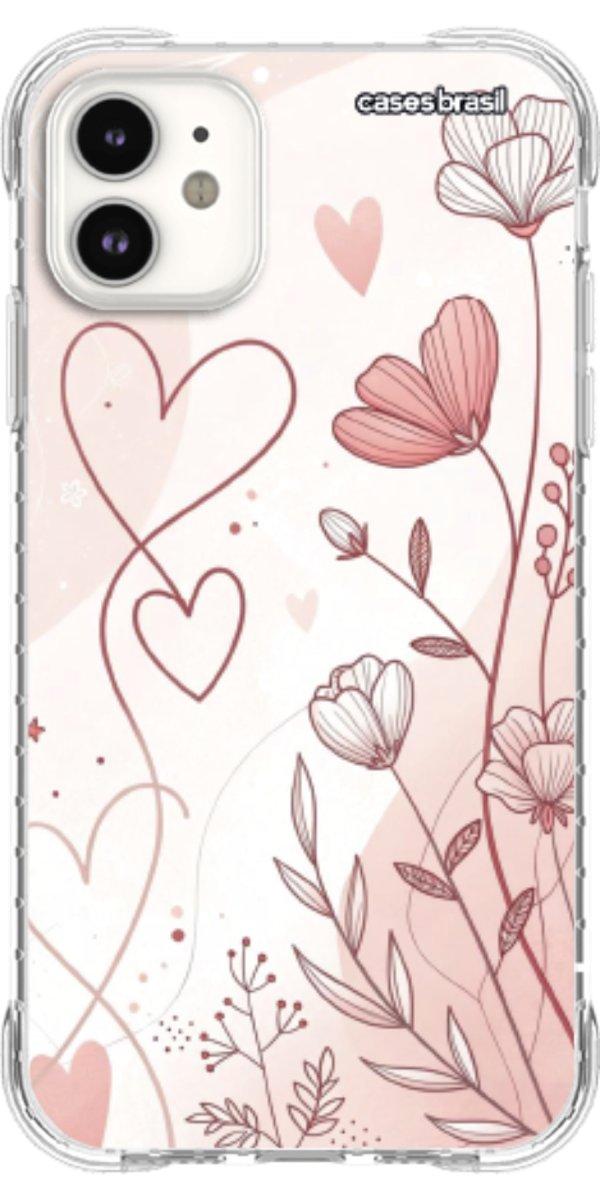 Capinha para Celular Floral com Corações