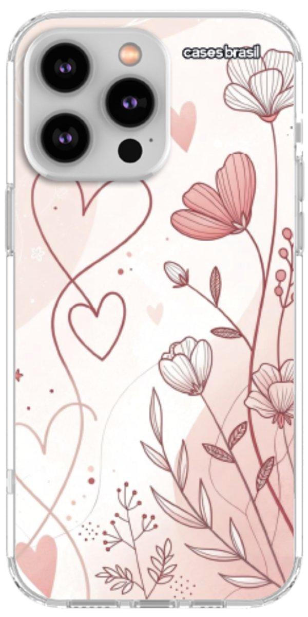 Capinha para Celular Floral com Corações