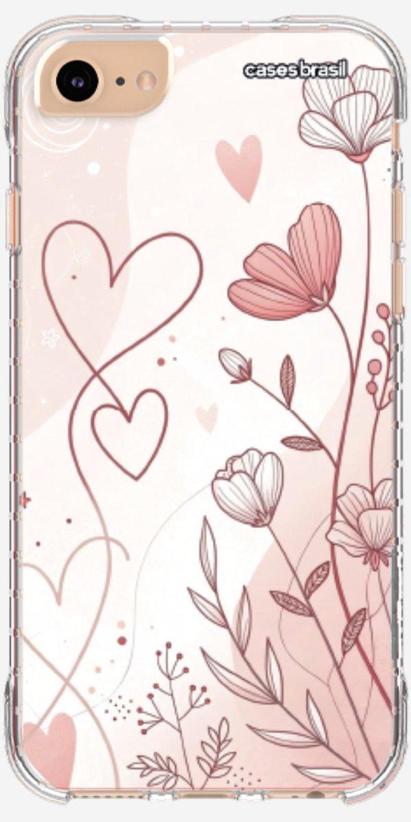 Capinha para Celular Floral com Corações