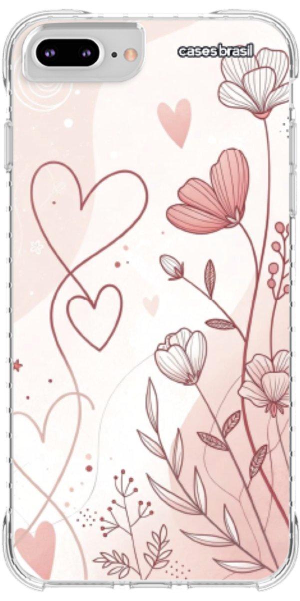 Capinha para Celular Floral com Corações