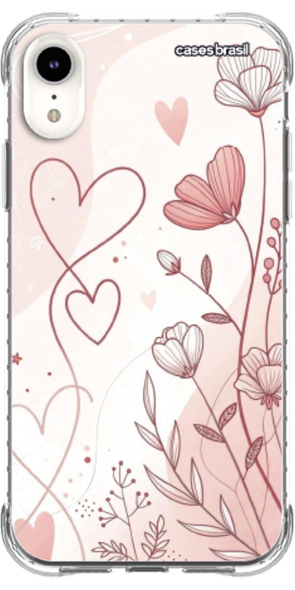 Capinha para Celular Floral com Corações
