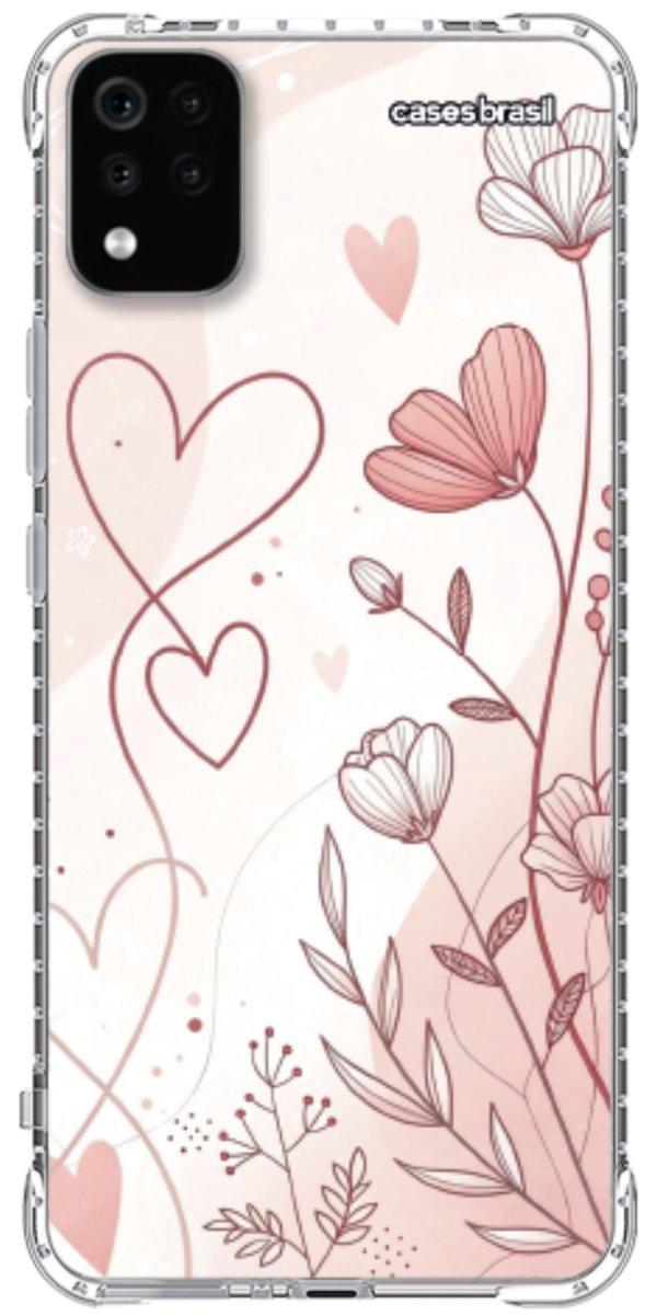 Capinha para Celular Floral com Corações