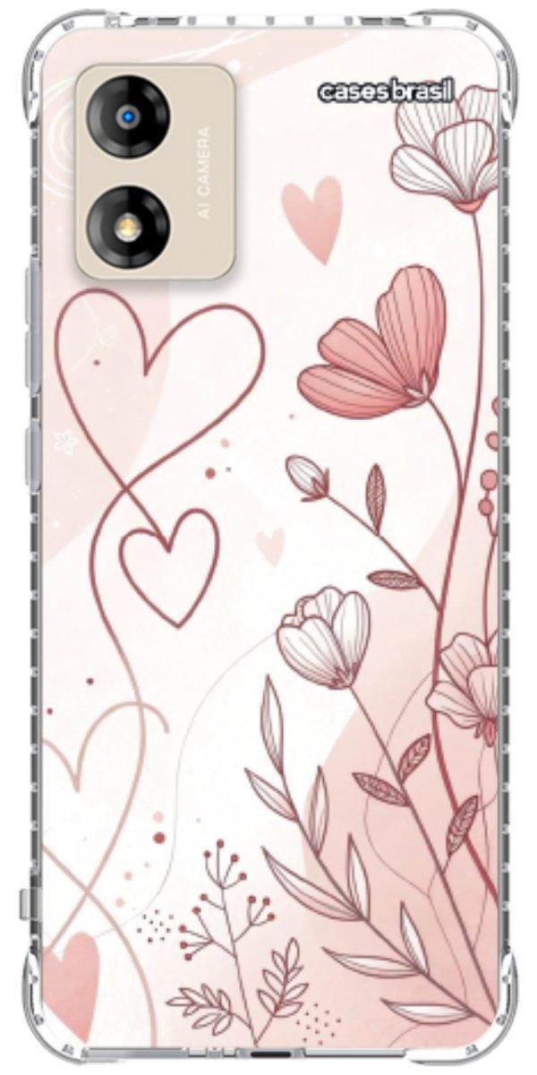 Capinha para Celular Floral com Corações