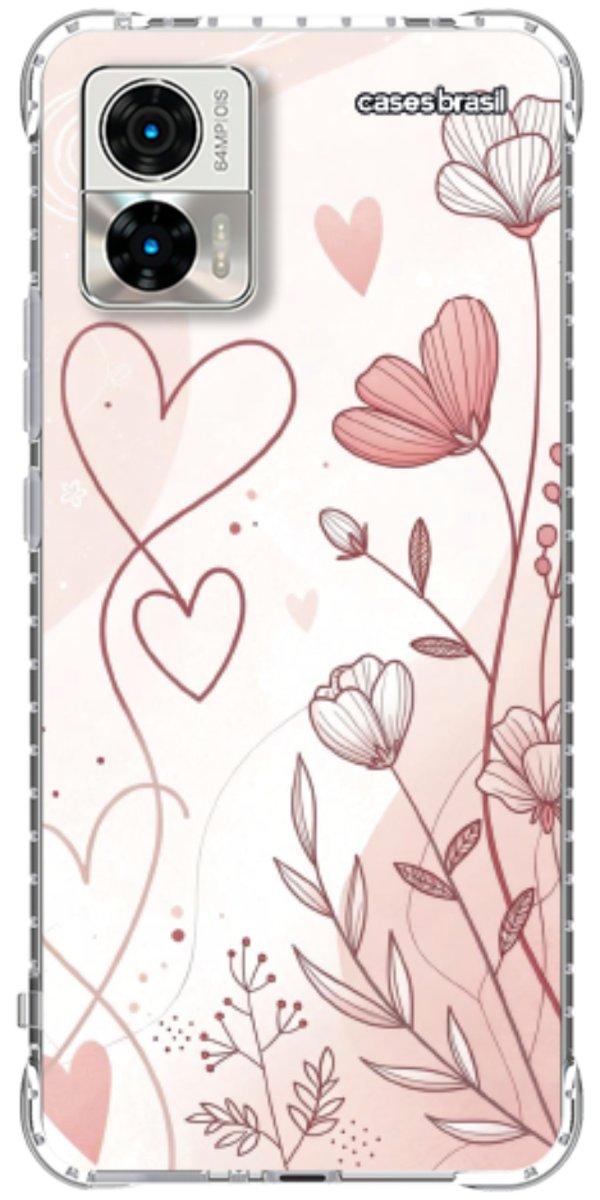 Capinha para Celular Floral com Corações