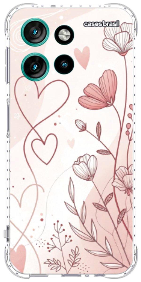 Capinha para Celular Floral com Corações