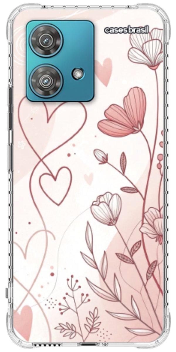 Capinha para Celular Floral com Corações