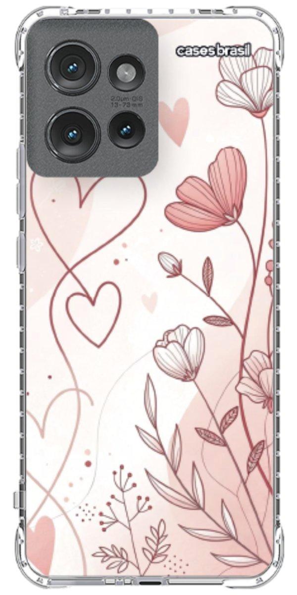 Capinha para Celular Floral com Corações