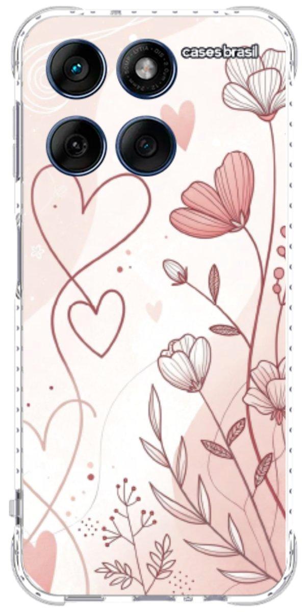 Capinha para Celular Floral com Corações
