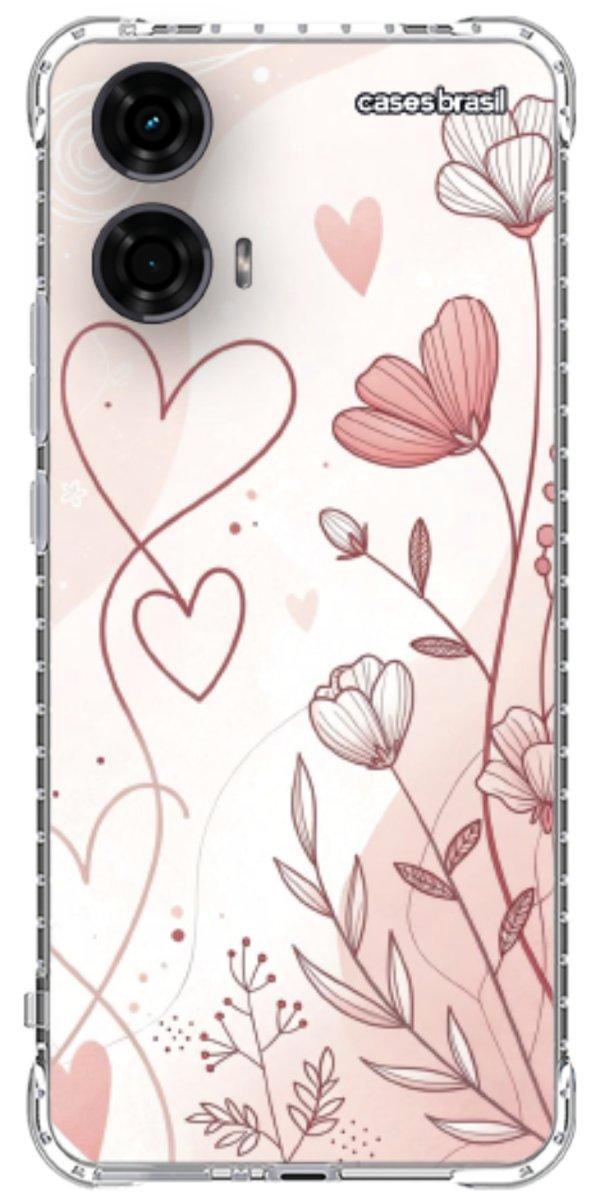 Capinha para Celular Floral com Corações