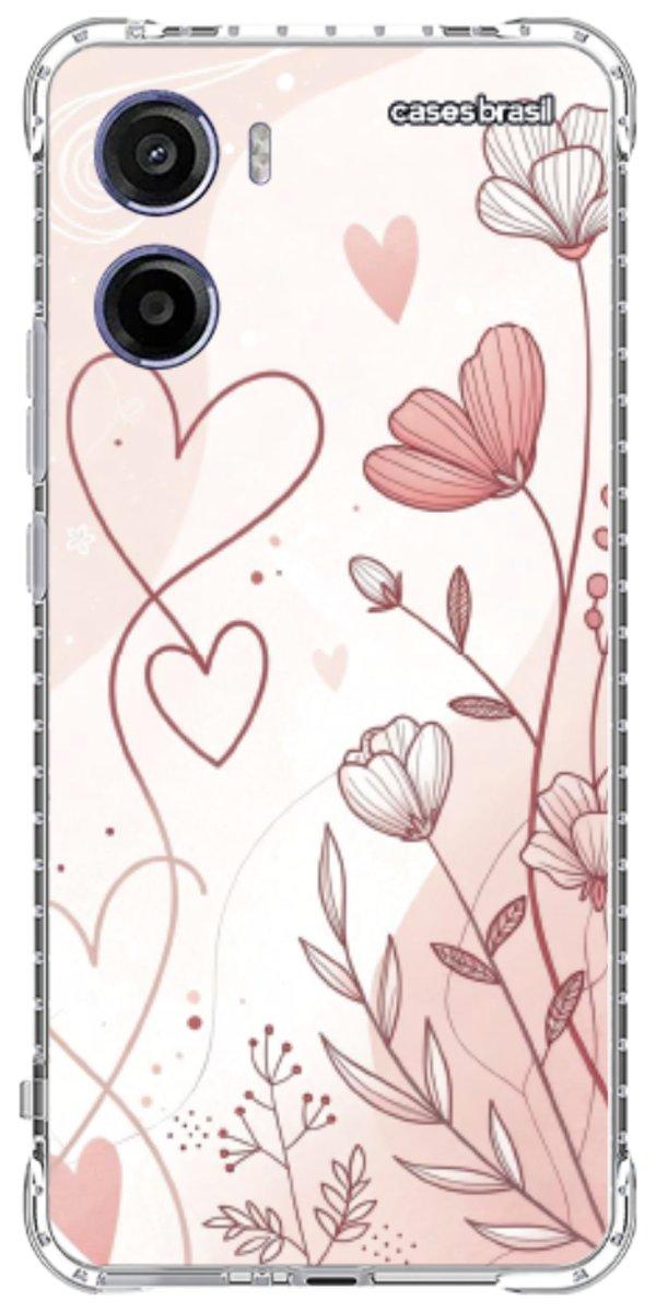 Capinha para Celular Floral com Corações