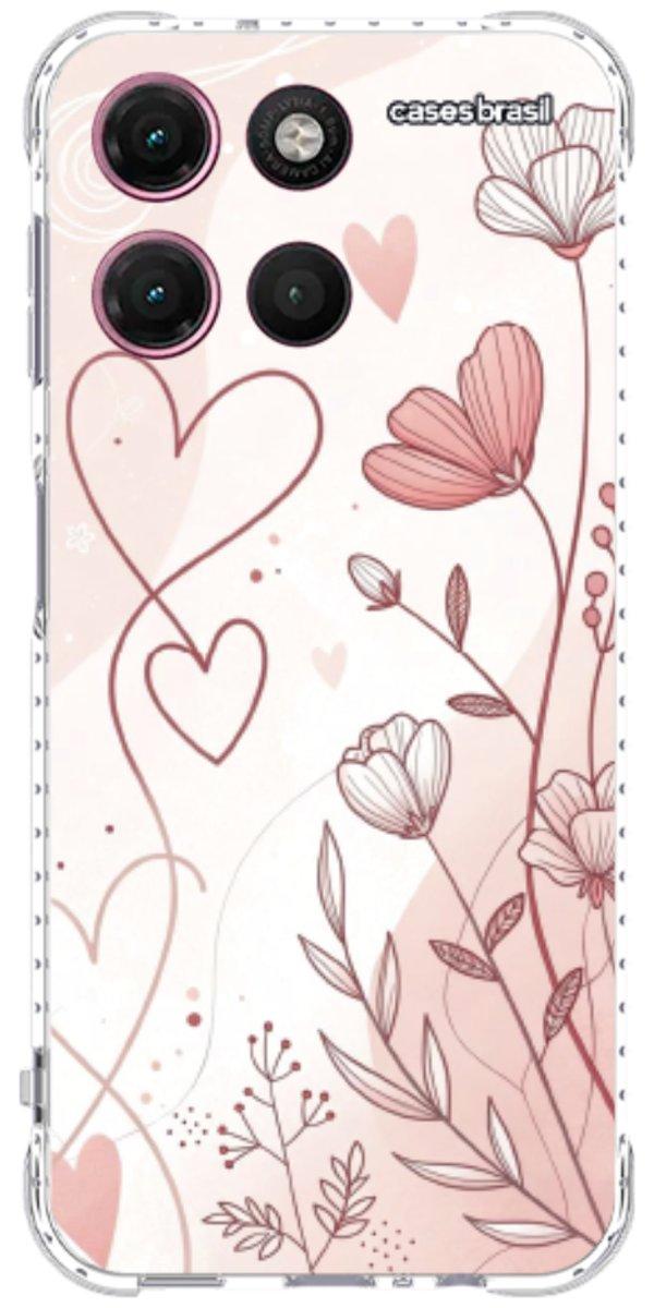 Capinha para Celular Floral com Corações