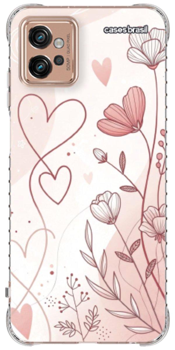 Capinha para Celular Floral com Corações