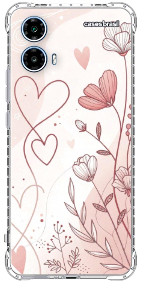 Capinha para Celular Floral com Corações
