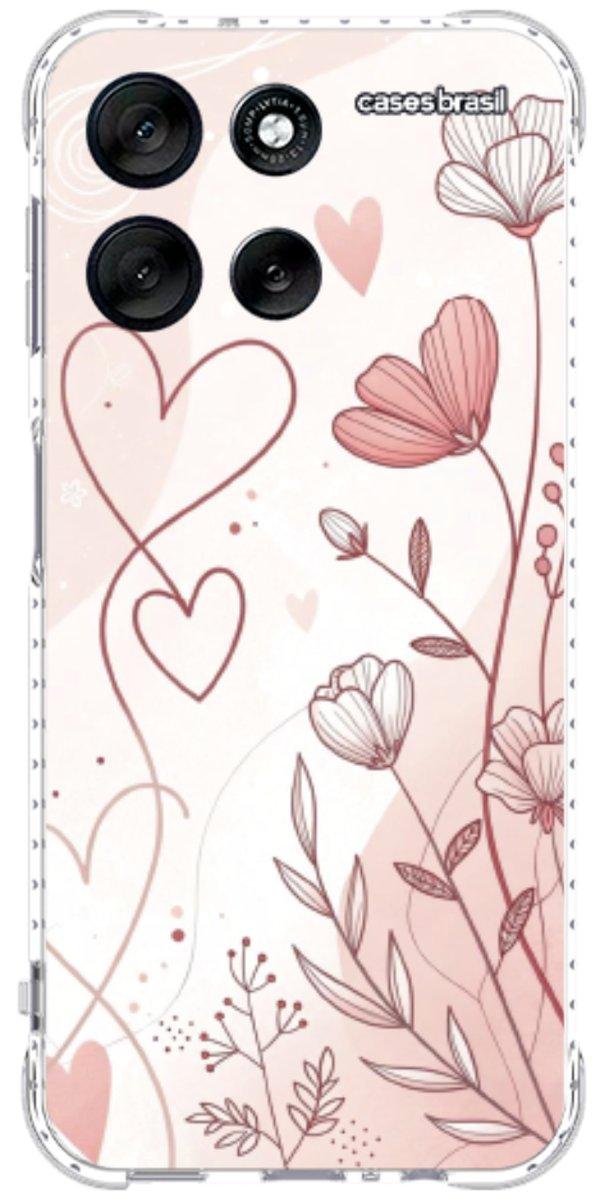 Capinha para Celular Floral com Corações