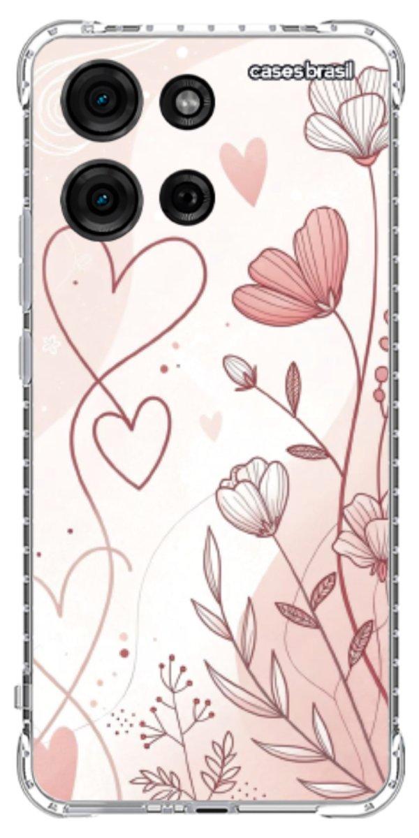 Capinha para Celular Floral com Corações
