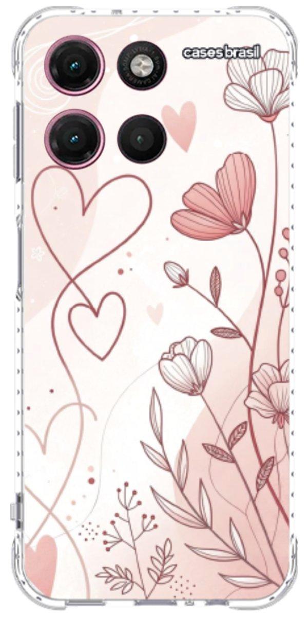 Capinha para Celular Floral com Corações