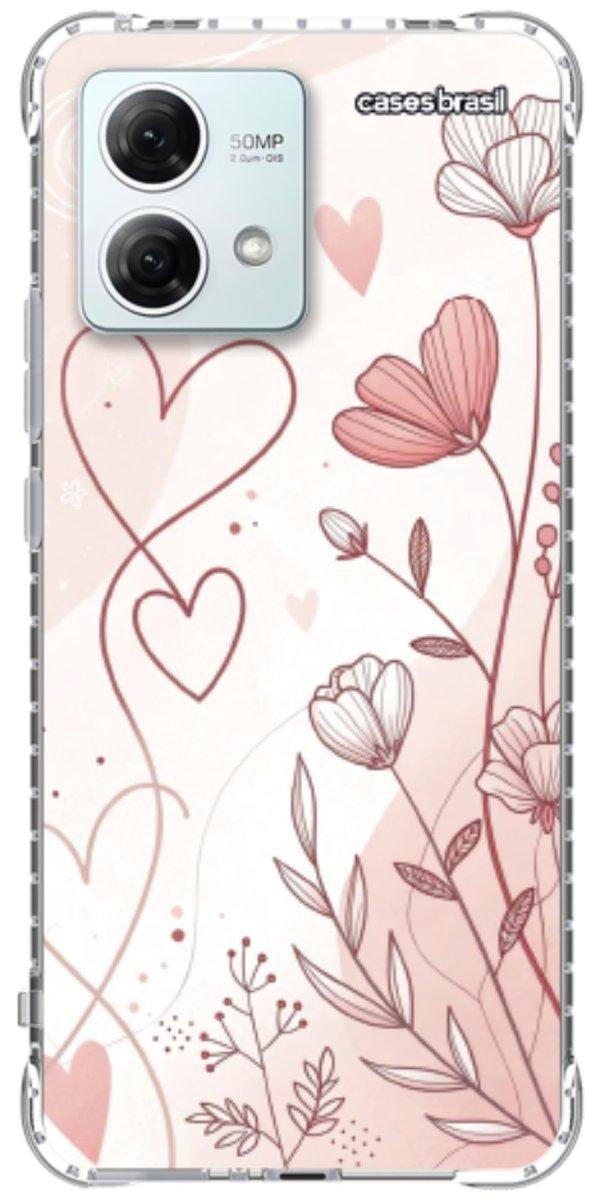 Capinha para Celular Floral com Corações