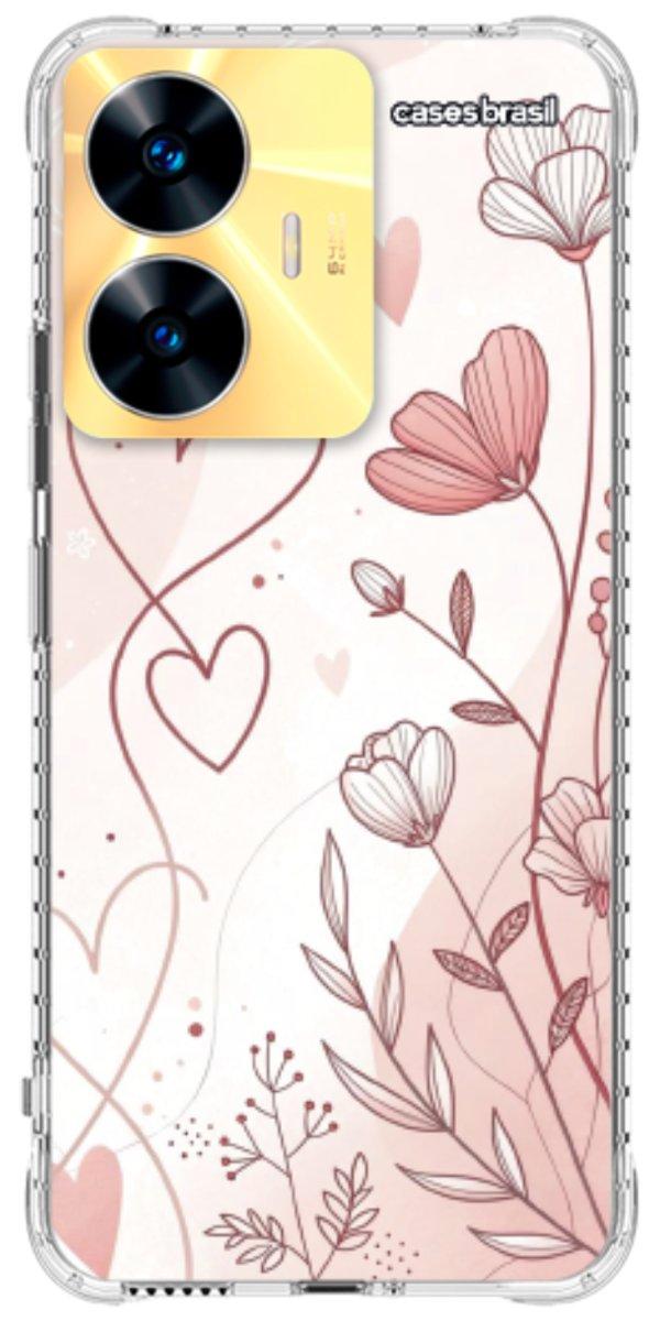 Capinha para Celular Floral com Corações