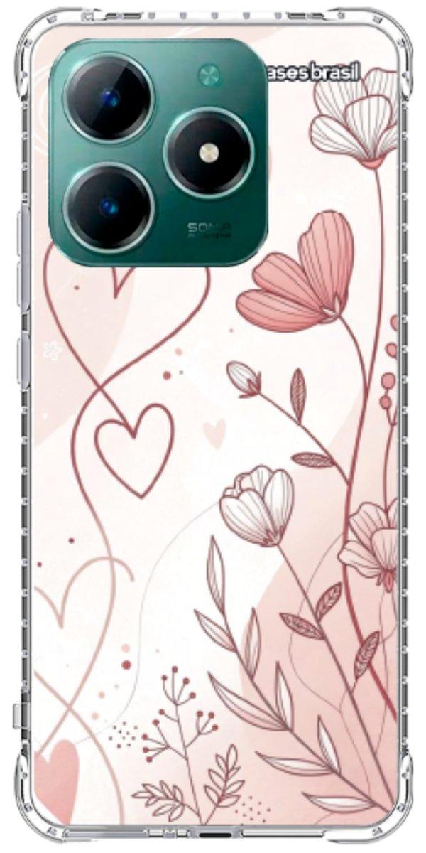 Capinha para Celular Floral com Corações