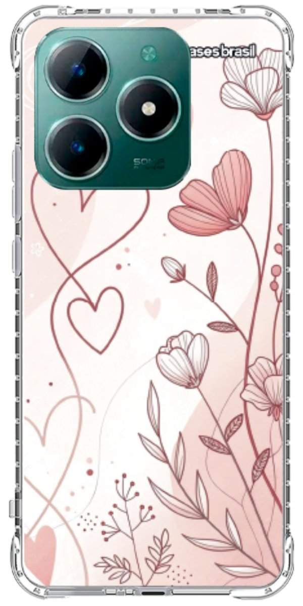Capinha para Celular Floral com Corações