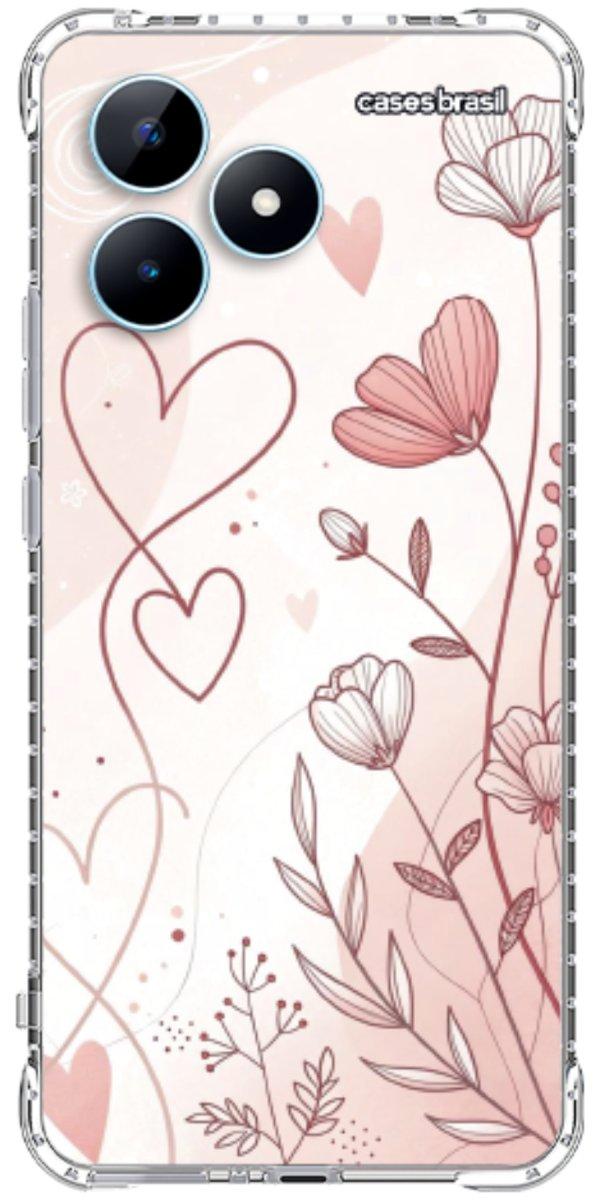 Capinha para Celular Floral com Corações