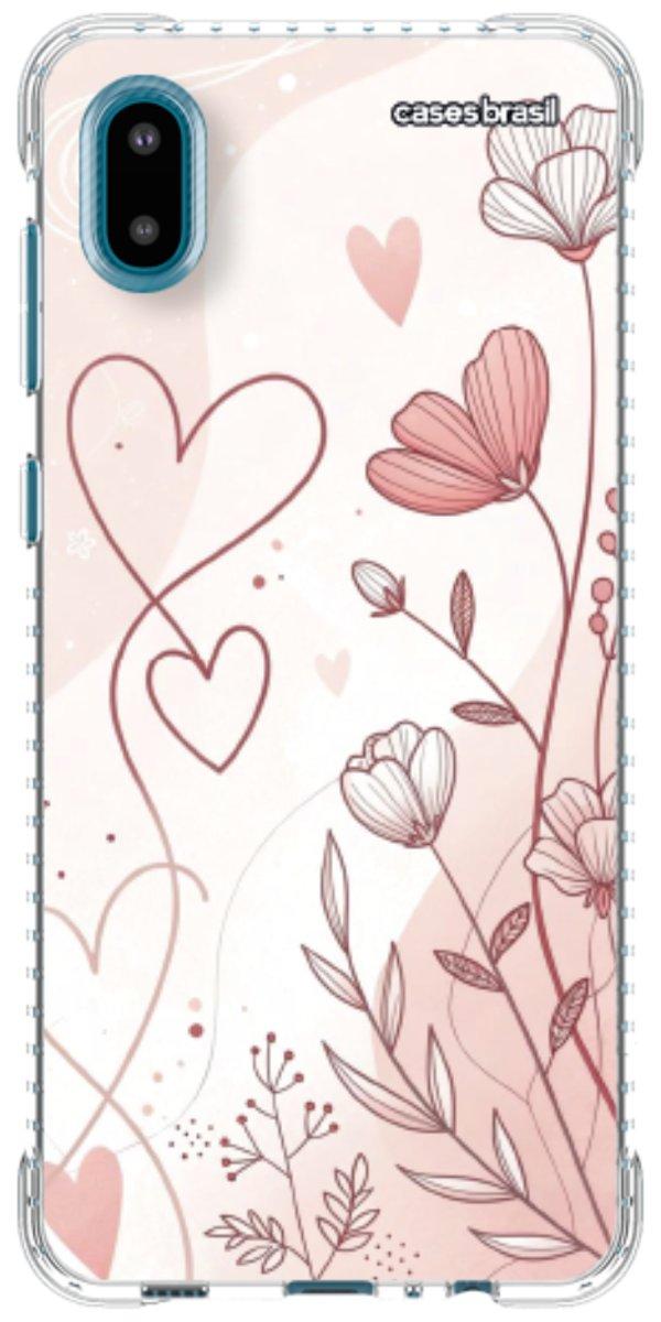 Capinha para Celular Floral com Corações