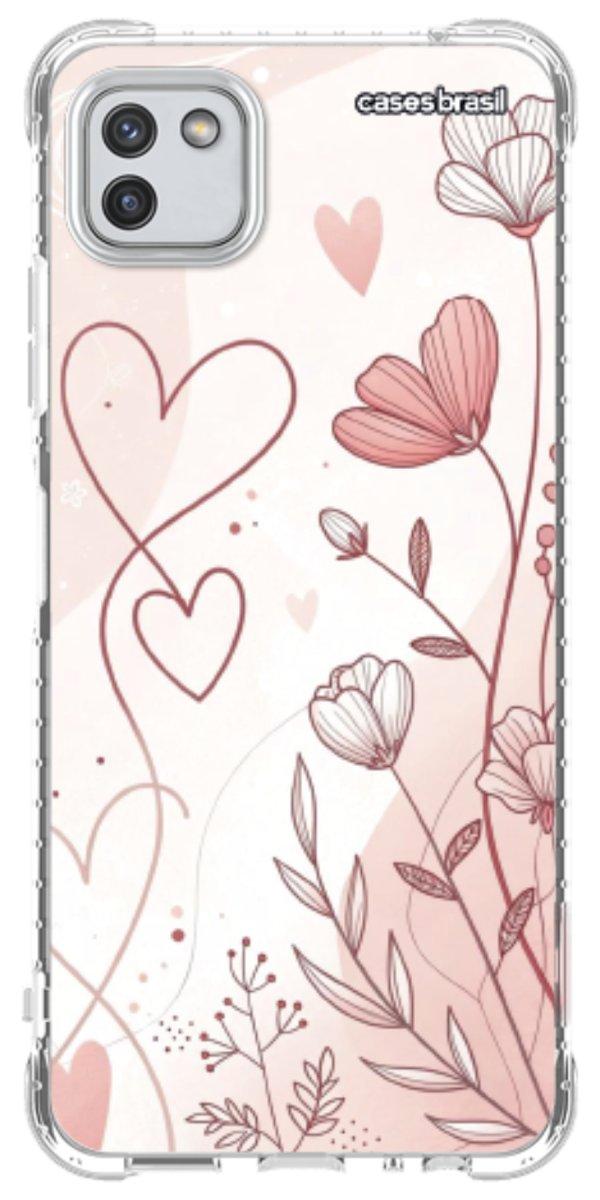 Capinha para Celular Floral com Corações