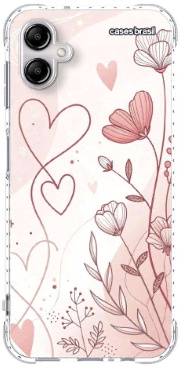 Capinha para Celular Floral com Corações