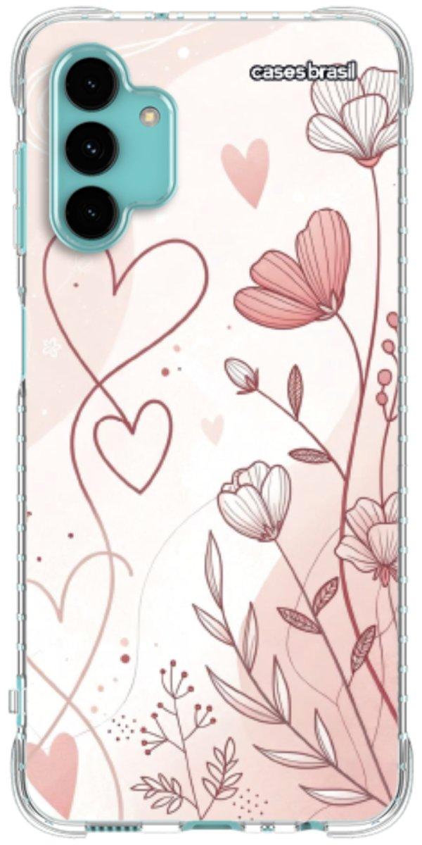 Capinha para Celular Floral com Corações