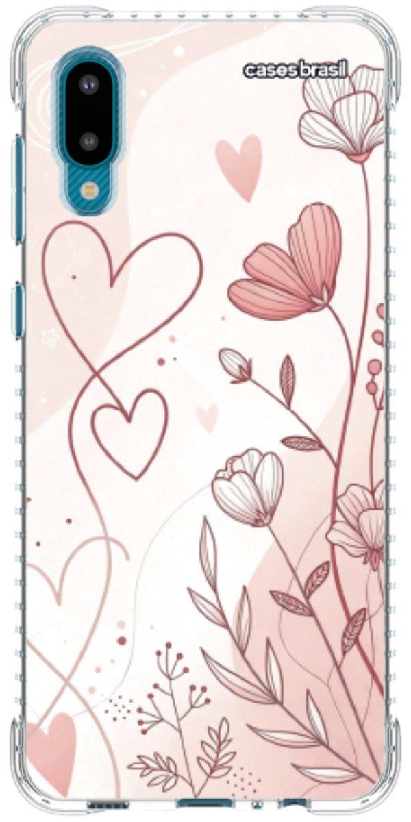 Capinha para Celular Floral com Corações