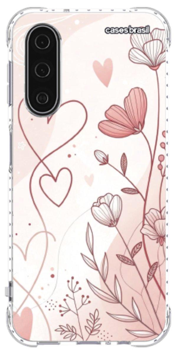 Capinha para Celular Floral com Corações