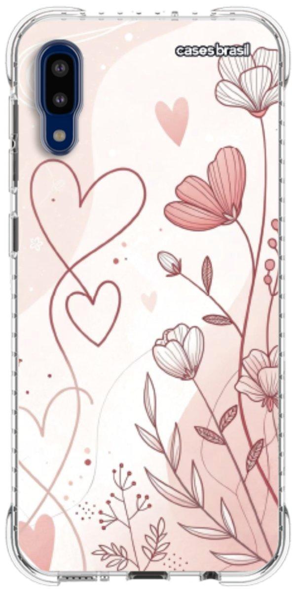 Capinha para Celular Floral com Corações