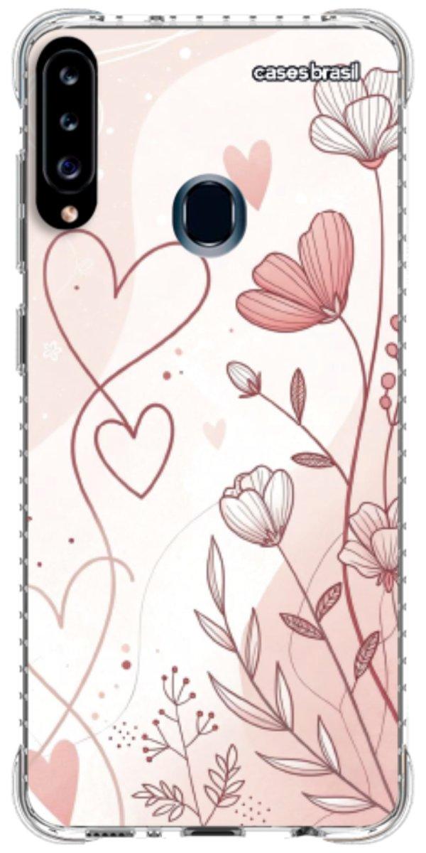 Capinha para Celular Floral com Corações