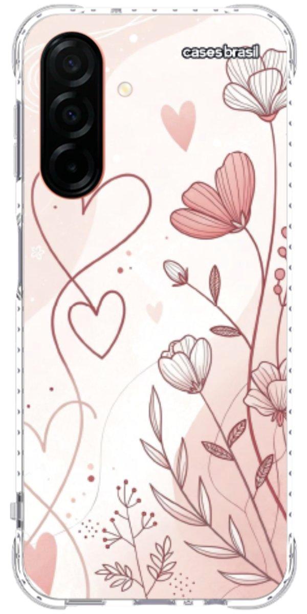 Capinha para Celular Floral com Corações