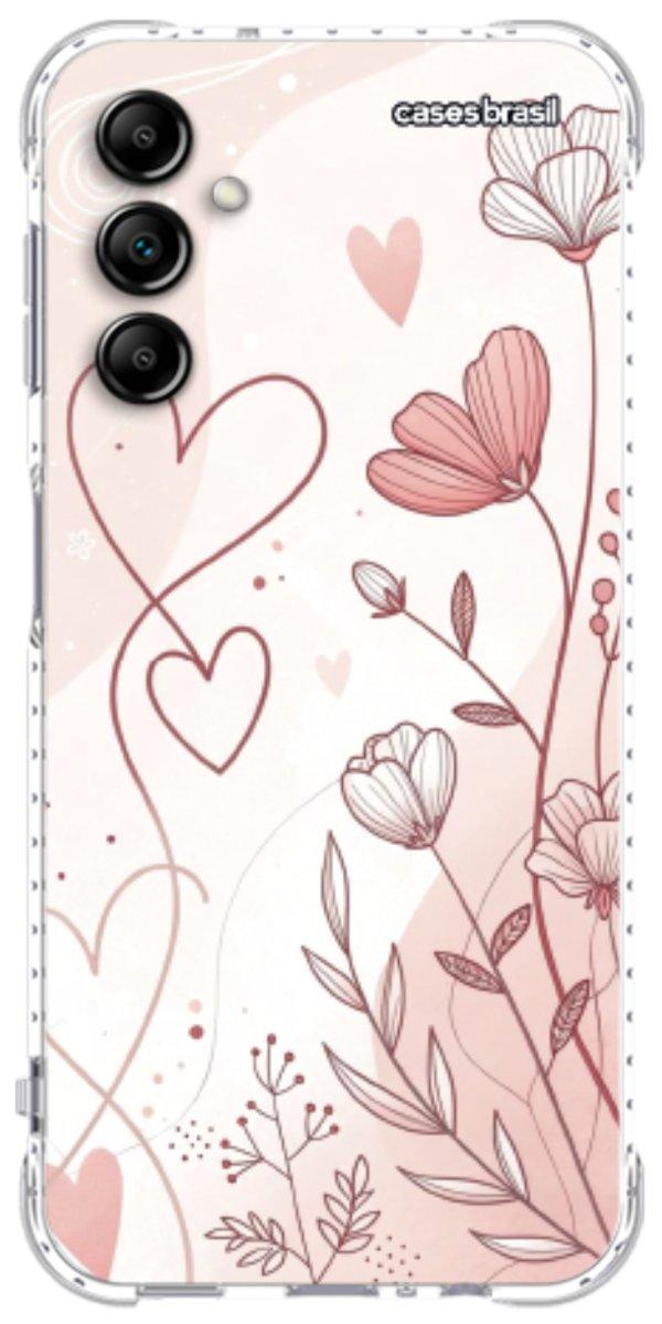 Capinha para Celular Floral com Corações