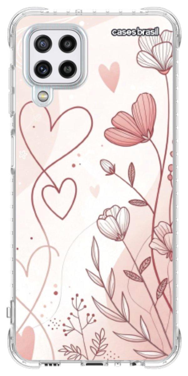 Capinha para Celular Floral com Corações