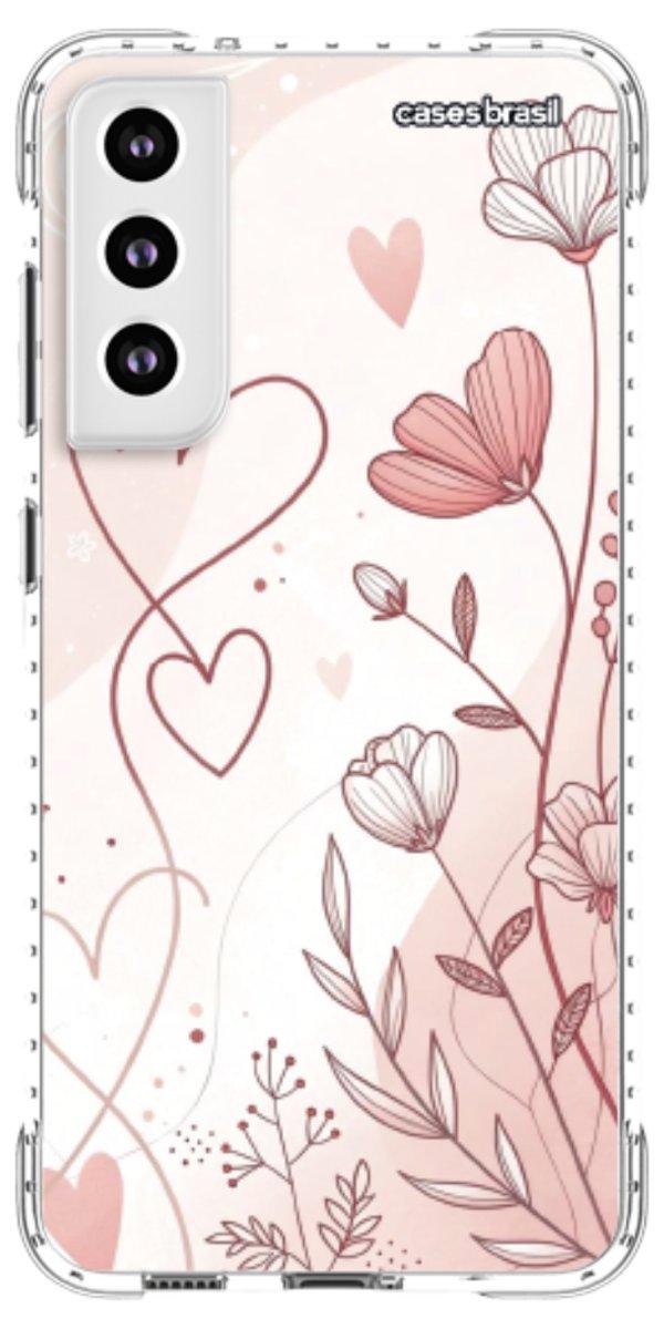 Capinha para Celular Floral com Corações