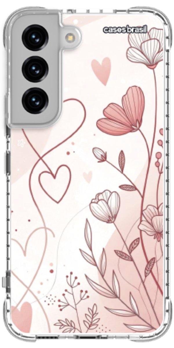 Capinha para Celular Floral com Corações
