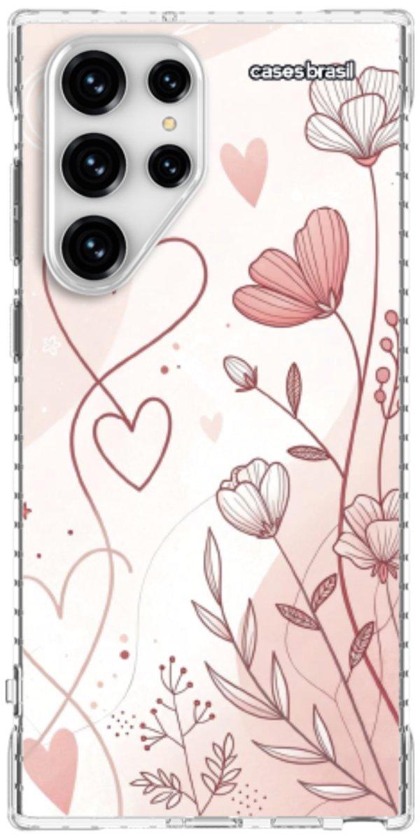 Capinha para Celular Floral com Corações