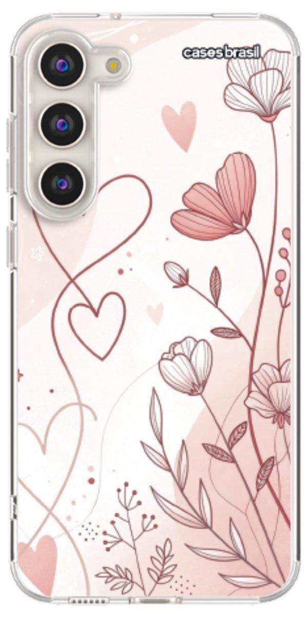 Capinha para Celular Floral com Corações