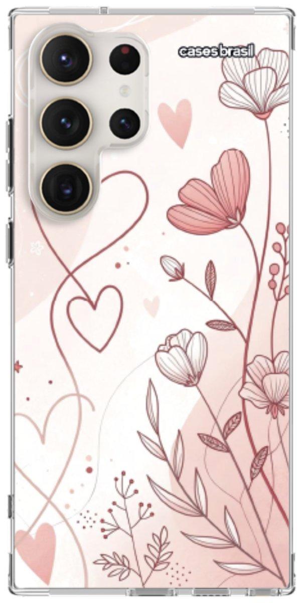 Capinha para Celular Floral com Corações