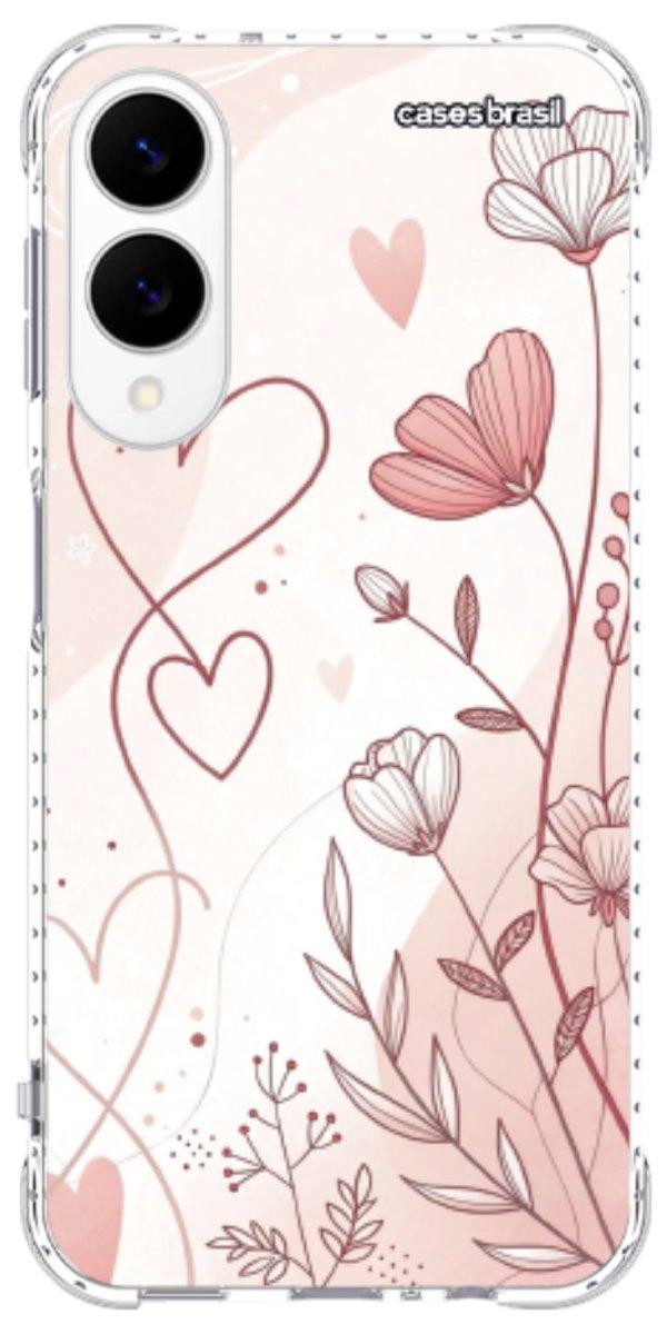 Capinha para Celular Floral com Corações